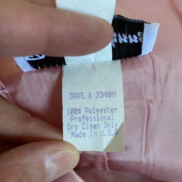 Dave and Johnny Cocktail Mini Dress L Tuxedo Pink Satin Rhinestones Burlesque - Picture 14 of 15